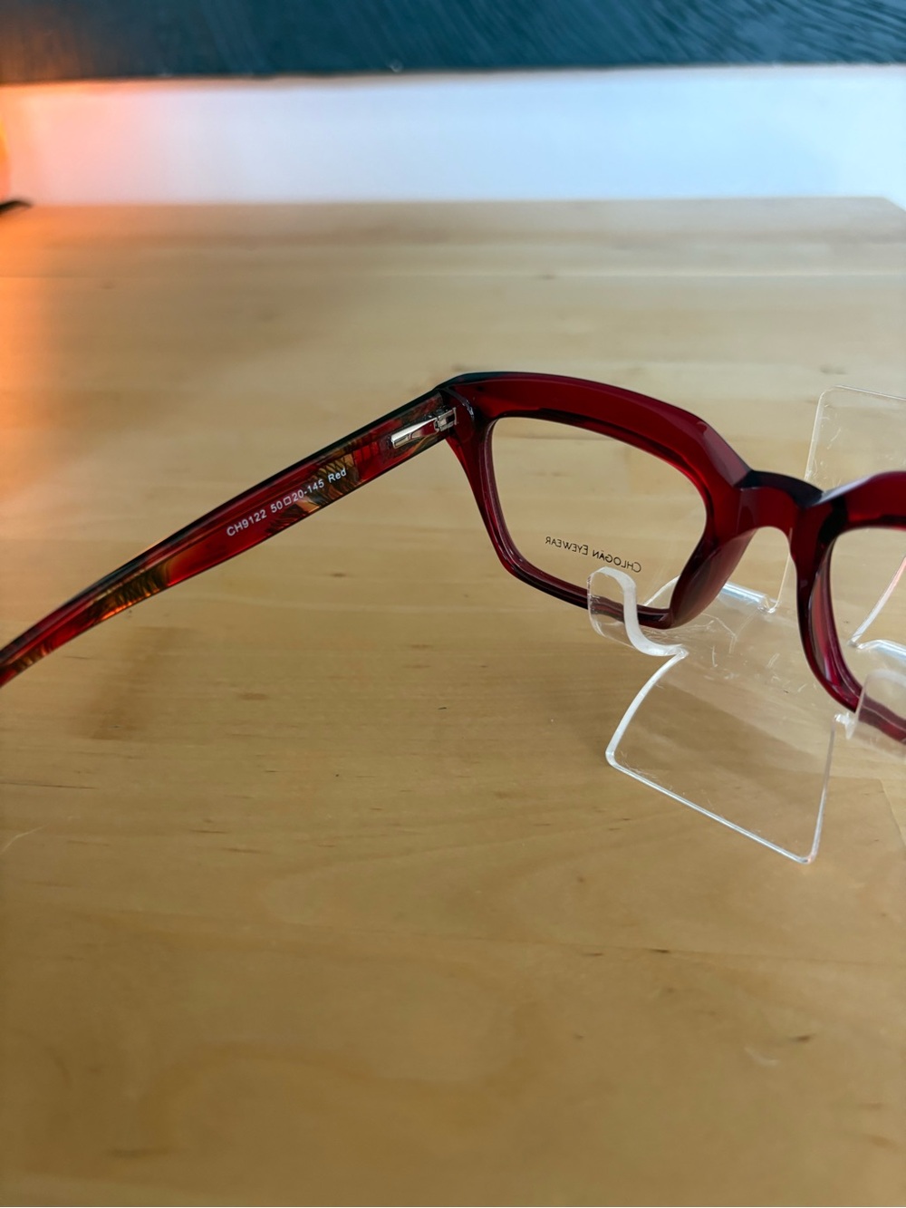 Chlogan Eyewear Red CH9122 Oversized Bold Square Eyeglass Frames 50-20-145 NWT - Picture 9 of 15